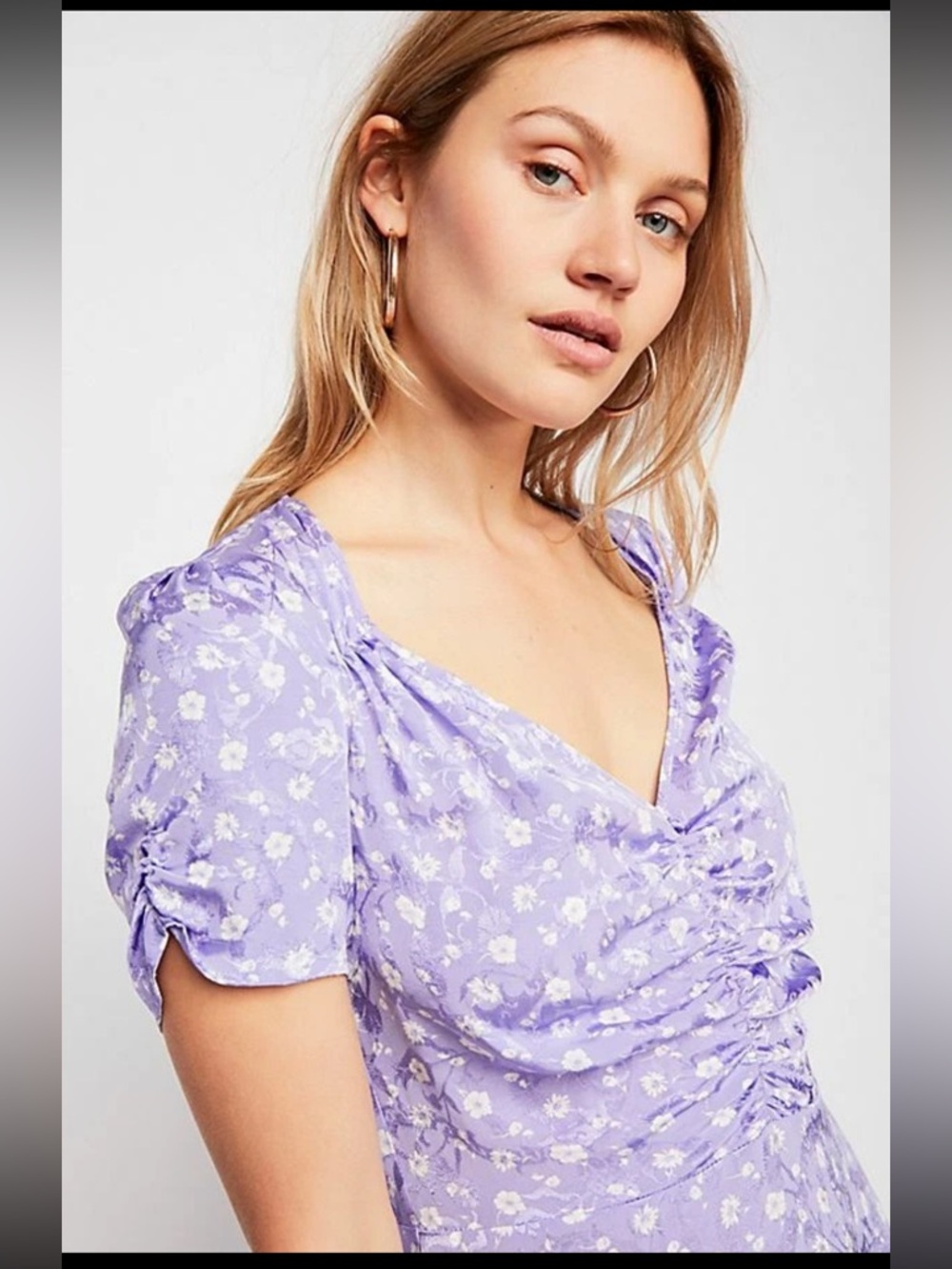 Free People Bond Street Mini Dress In Floral Lilac Size 10 - Picture 2 of 9